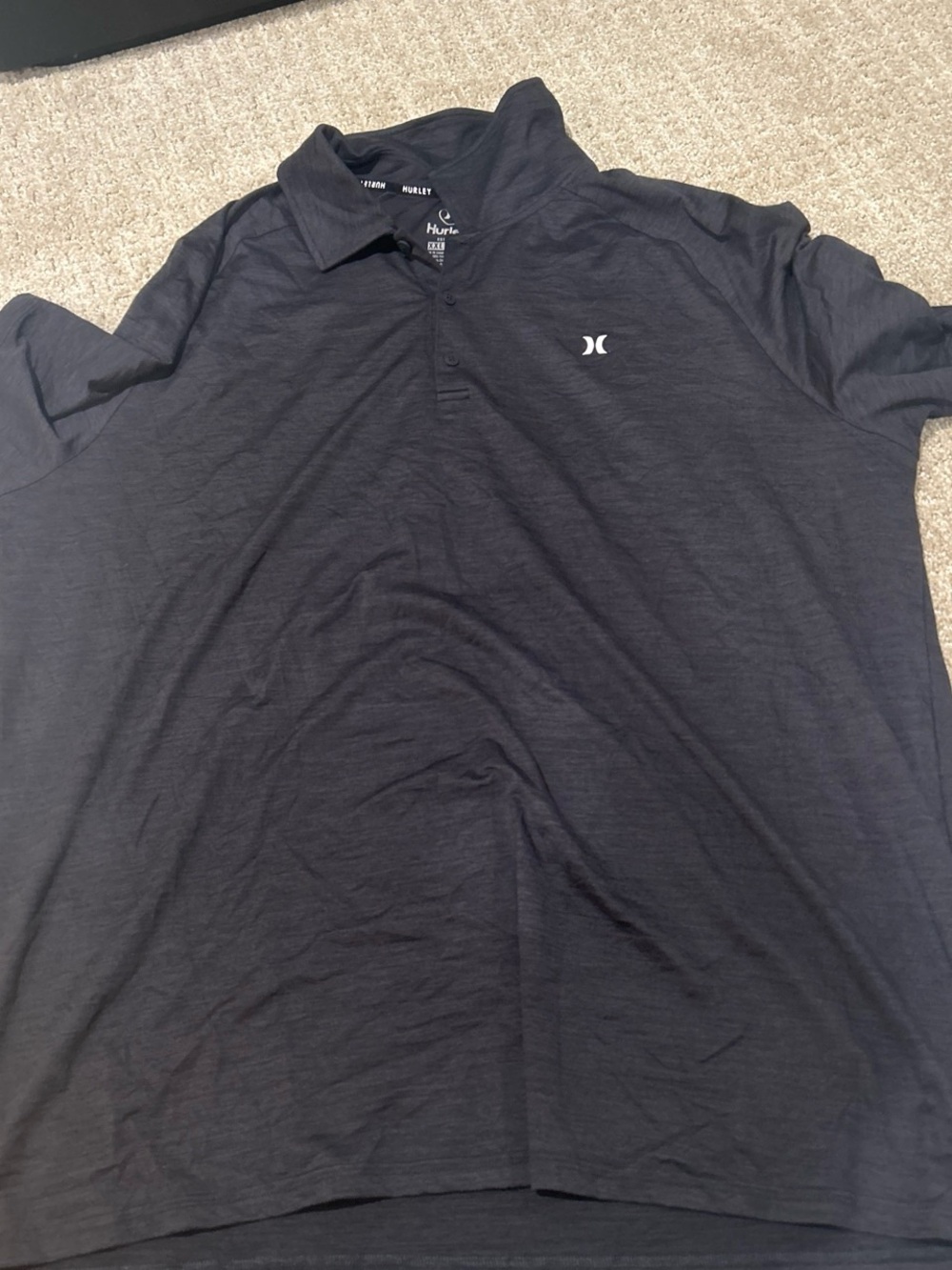 Hurley Men's Dark Black Polo with Subtle Logo